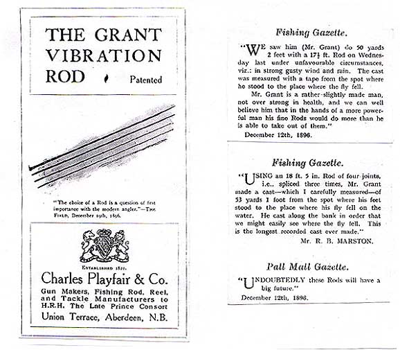 The advert for the Grant Vibration rod retailed by Playfair